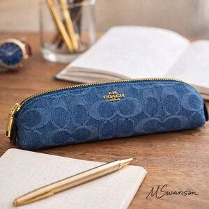 NEW Coach Pencil Case In Signature Denim NWT